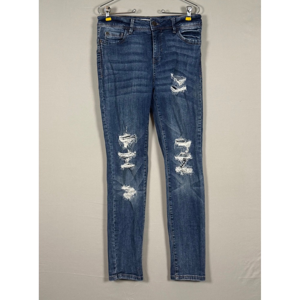 Harmony & Havoc Skinny Jeans Women 8 Blue Excellent Distressed Ripped Denim